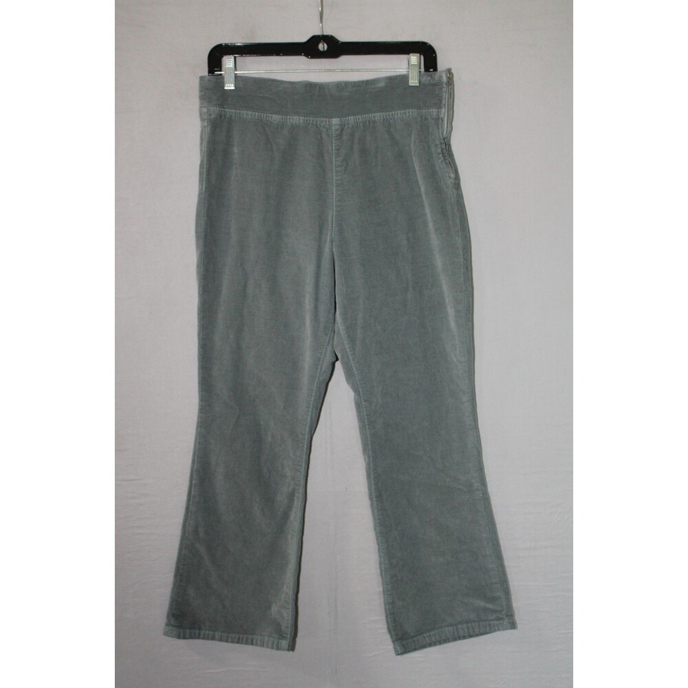 Free People Women's Flare Velvet Sage Green Medium Cropped Pants Casual Side Zip